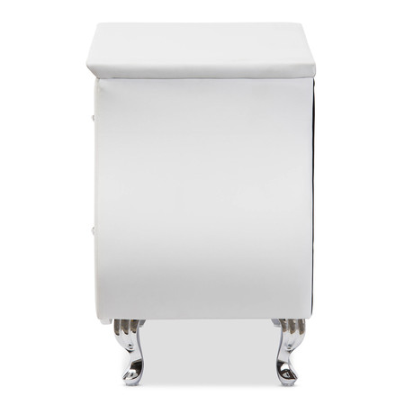 Baxton Studio Erin Modern and Contemporary White Faux Leather Upholstered Nightstand 120-6441